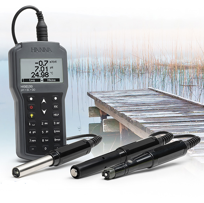 HANNA HI98199微电脑pH-EC-TDS-DO-盐度-°C多参数水质测定仪